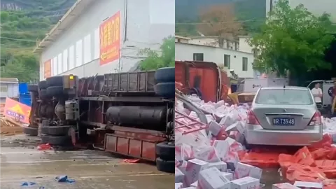 广东阳山县货车失控